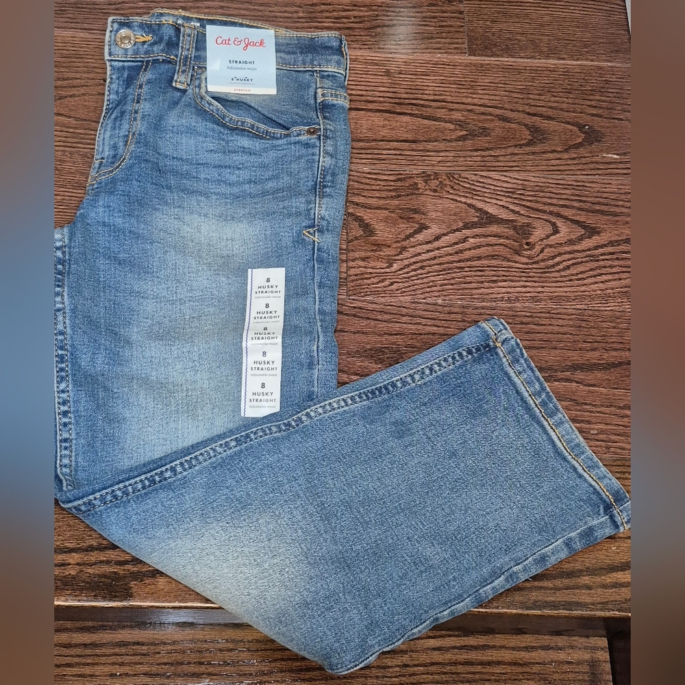 Cat & Jack Kids Blue Straight Leg Jeans-Size 8 - Picture 2 of 14